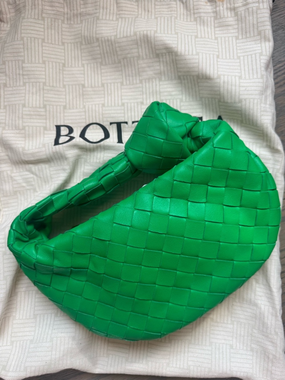 Bottega Veneta Green Jodie Intrecciato Knot Pouch perfect condition - Picture 4 of 8